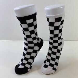 Checkered Black & White Mismatched Socks 2 Pairs for Unisex Adults Quirky Fun